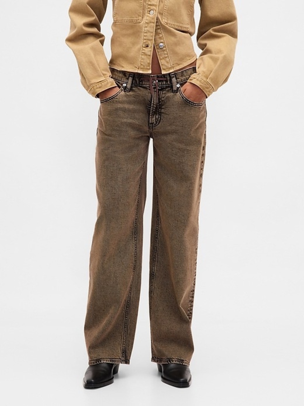 NWT GAP 90s Loose Low Rise Brown Acid Wash Jeans